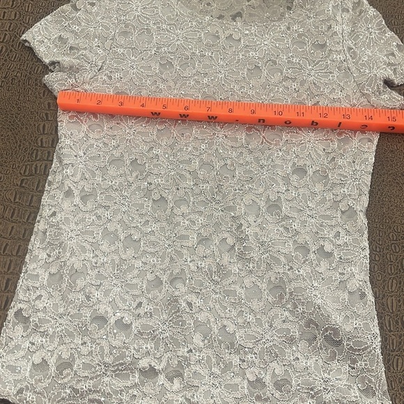 COIN Gray Pink Lace Floral Sequin Top Size Small - Picture 5 of 6